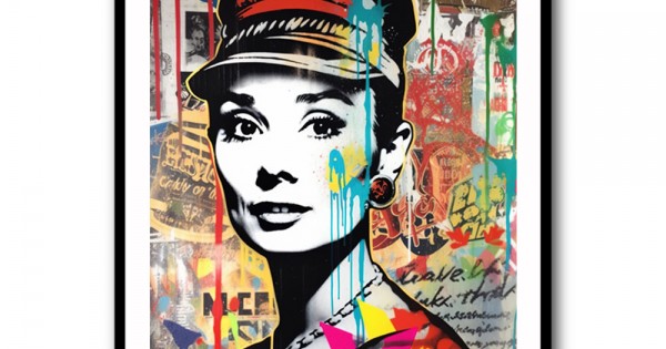Tableau Toile Audrey Hepburn Graffiti Street Art Pop Art Rétro - Déco Murale